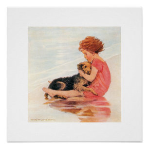 Poster Fille tenant un chien, Jessie Willcox Smith