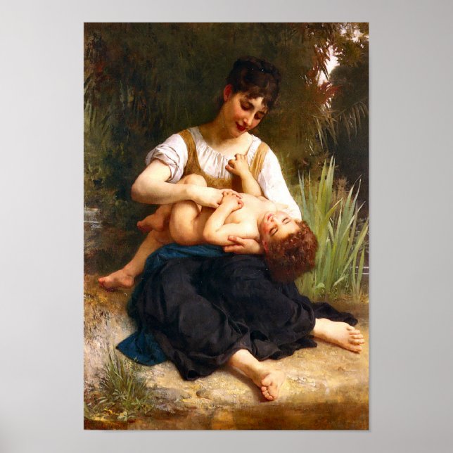 Poster Fille Tickling A Child 1878 William Bouguereau (Devant)