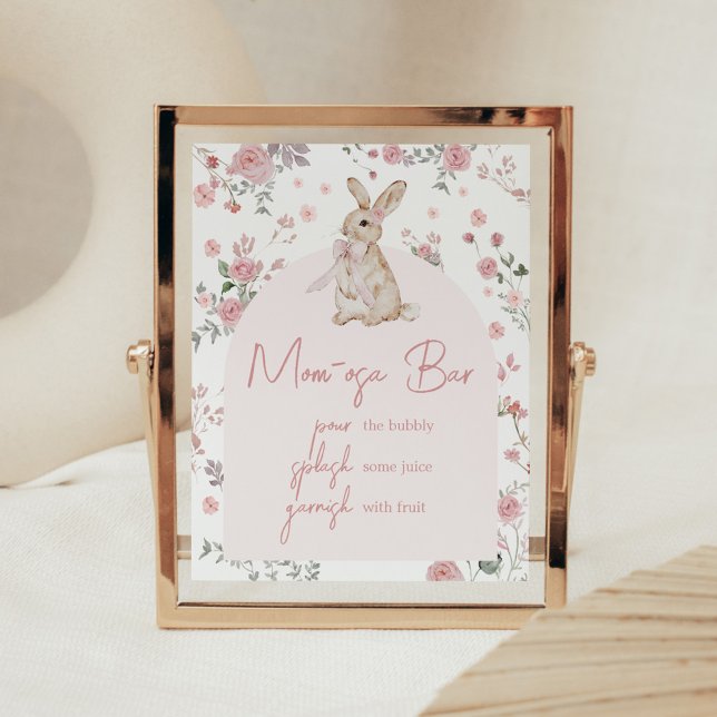Poster Fille Un Baby shower De Lapin Maman Osa Bar (Pink Some Bunny Baby Shower Mom Osa Bar Sign)
