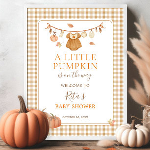 Poster Fille Vêtements d'Automne Citrouille Baby Shower B