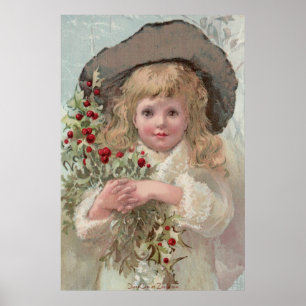 Poster Fille victorienne avec l'affiche de houx