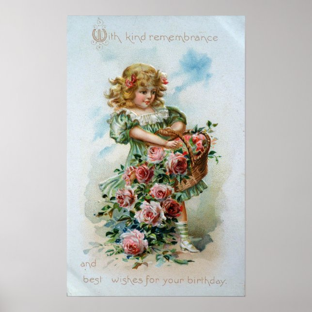 Poster Fille victorienne avec Rose (Devant)
