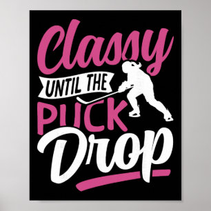 Poster Fille vintage de hockey sur glace pleure jusqu'à l