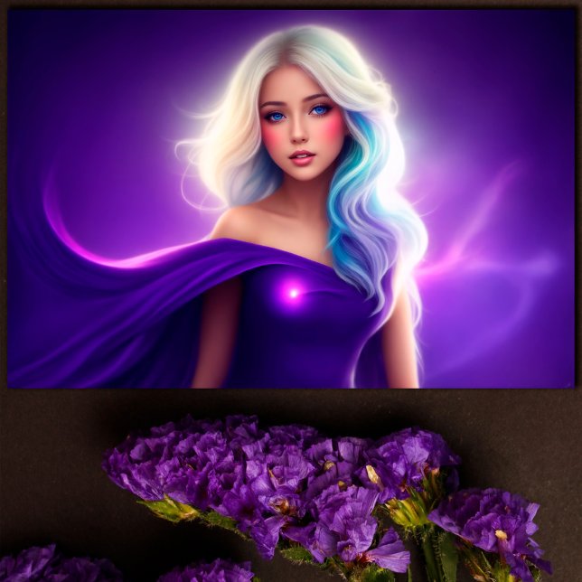 Poster Fille violette blonde neon élégant rose dame art (Créateur téléchargé)