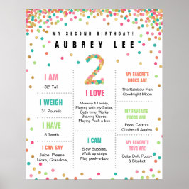 Poster Filles Anniversaire Monnaie rose Turquoise Deuxièm