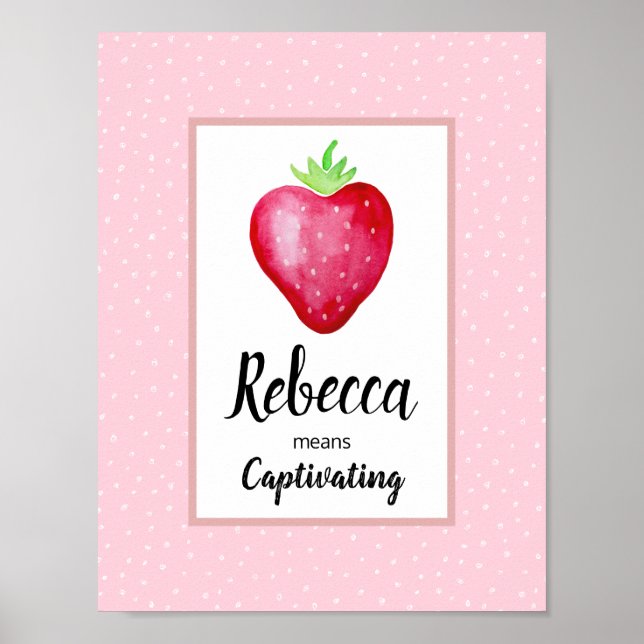 Poster Filles Aquarelle rose fraise & signification du no (Devant)