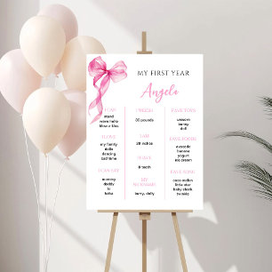 Poster Filles au nœud rose premier anniversaire étape imp