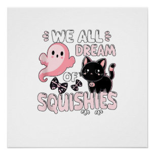 Poster Filles Chat Rose Halloween Squishy Nous Rêvons Tou