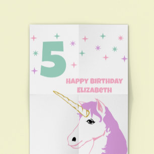 Poster Filles d'anniversaire Licorne Magique