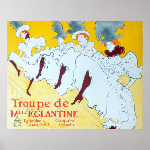 Poster Filles dansant l'affiche jaune de Tolouse-Lautrec