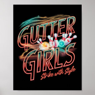 Poster Filles de gouttière Enthousiaste de quilles Femme