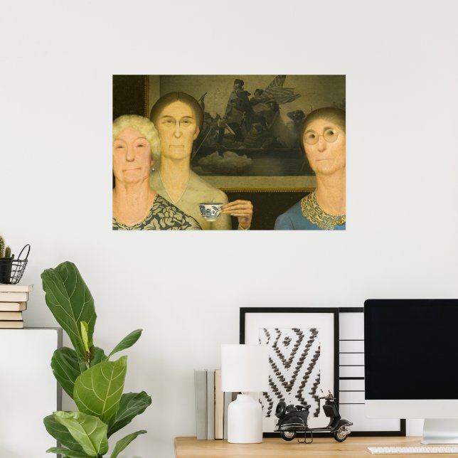 Poster Filles de la révolution par Grant Wood (Bureau à domicile)