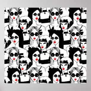 Poster Filles de mode, modèle, lunettes de soleil, motif 