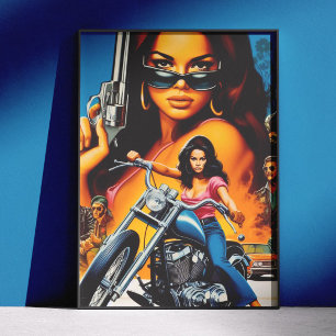 Poster Filles de motards rétro