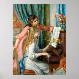 Poster Filles de Renoir au piano art impressionniste