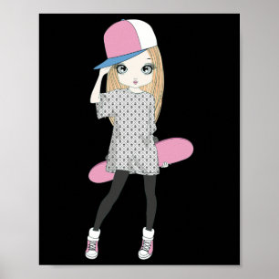 Poster Filles de skateboard Skate Skateboard Font Un Kick