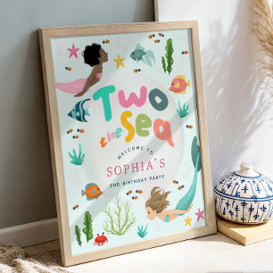 Poster Filles Deux la Mer Sirène Splash Panneau de Bienve
