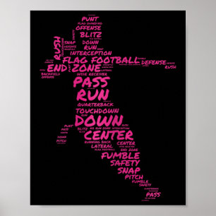 Poster Filles Drapeau Football Joueur Word Art Typographi