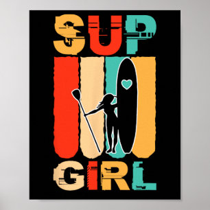 Poster Filles Drôles Sup Planche De Stand Up Pagaie Surfe