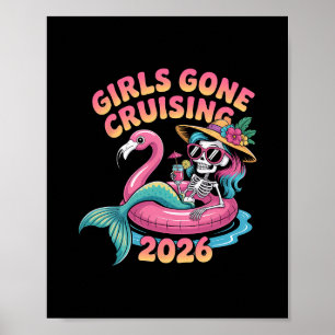 Poster Filles en croisière 2026 Vacances sirène flamant r