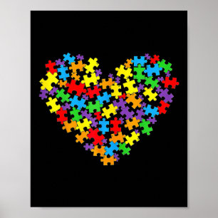 Poster Filles Femmes Sensibilisation sur l'autisme Coeur 