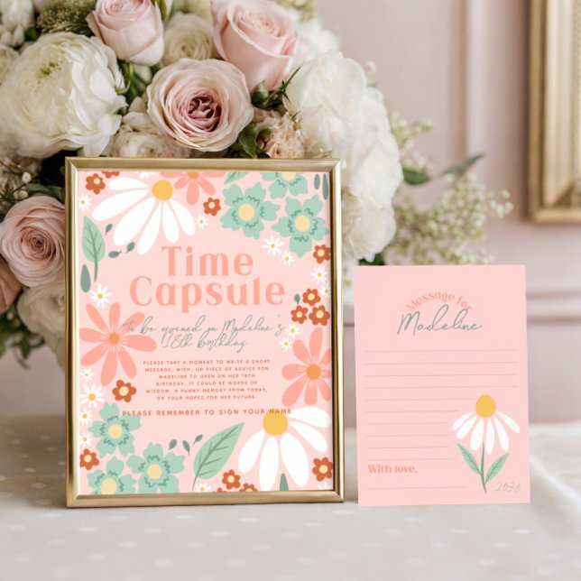 Poster Filles Fleur sauvage Daisy Photo Anniversaire Affi (Créateur téléchargé)