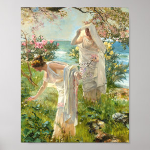 Poster Filles grecques sur le rivage Joaquin Sorolla Y Ba