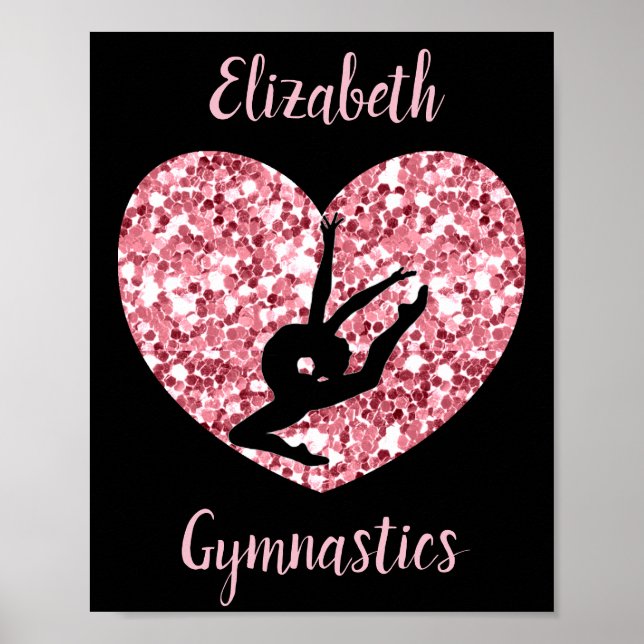 Poster Filles Gymnastique Rose Or personnalisé (Devant)