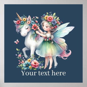 Poster filles licorn Fairy imaginaire ajouter un message