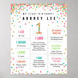 Poster Filles Monnaie d'anniversaire Turquoise rose premi