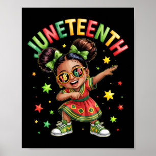 Poster Filles noires Dabbing Mélanine Juneteenth Afrique 
