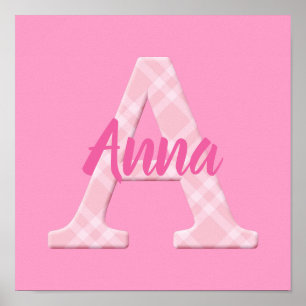 Poster Filles Nom Lettre personnalisée A