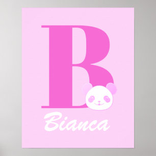 Poster Filles Nom Lettre personnalisée en rose