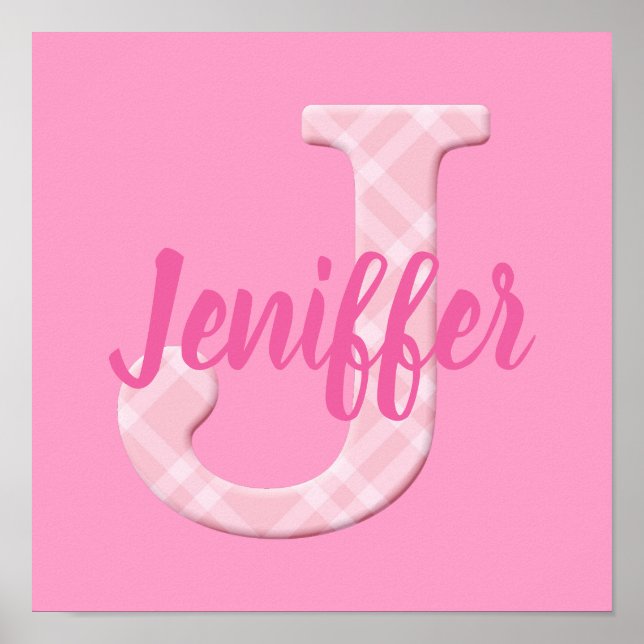 Poster Filles Nom Lettre personnalisée J (Devant)