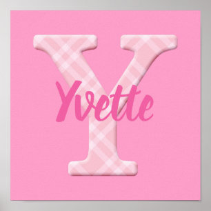 Poster Filles Nom Lettre personnalisée plaid Y