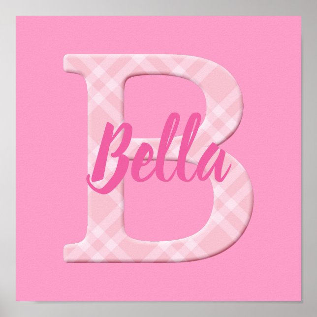 Poster Filles Nom Lettre personnalisée portée B (Devant)