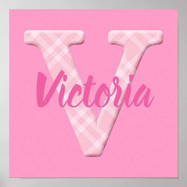 Poster Filles Nom Lettre personnalisée V (Devant)