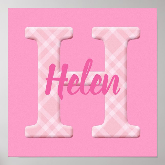 Poster Filles Nom Lettre Plaid personnalisée H (Devant)