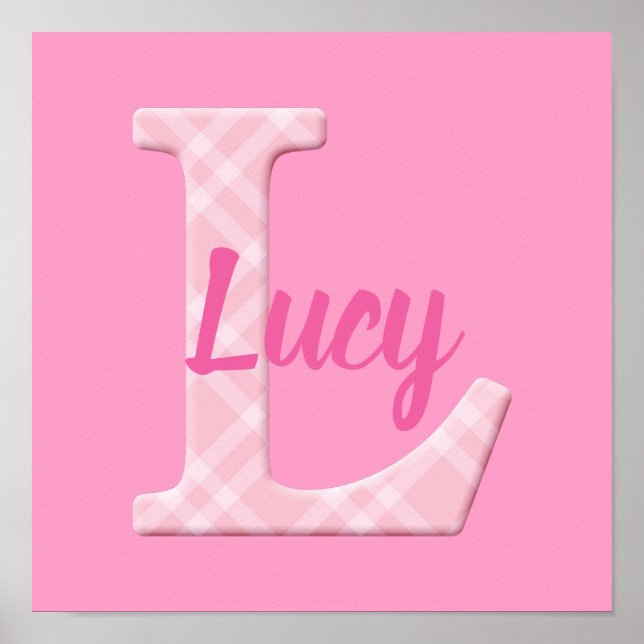 Poster Filles Nom Lettre Plaid personnalisée L (Devant)