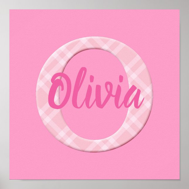 Poster Filles Nom Lettre Plaid Personnalisée O (Devant)