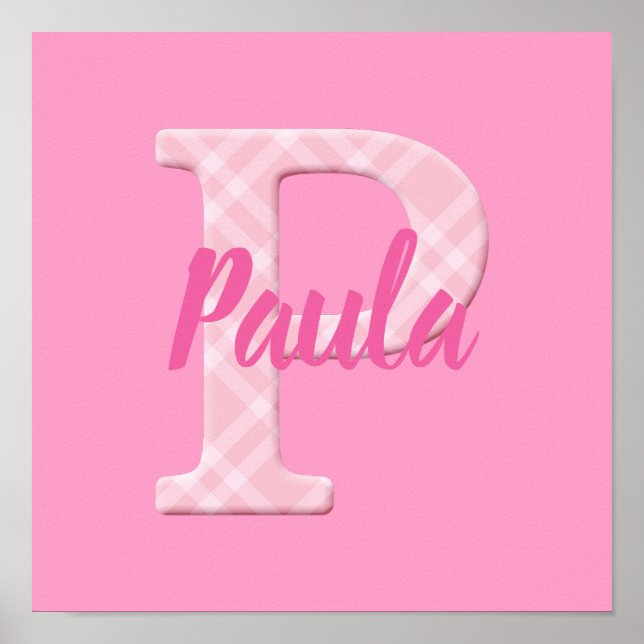 Poster Filles Nom Lettre Plaid personnalisée P (Devant)