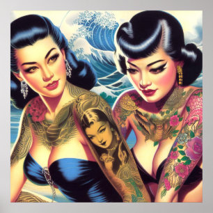 Poster Filles Orientales tatouées