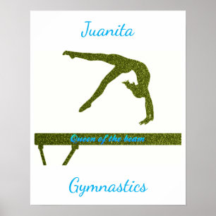 Poster Filles Reine des poutres Gymnastique
