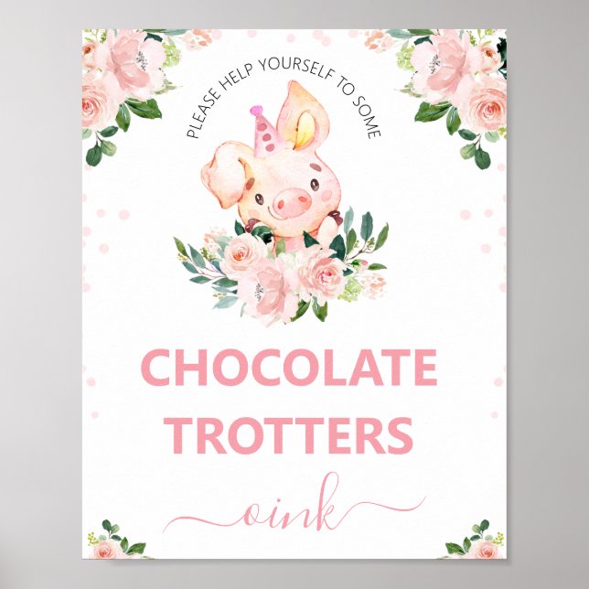 Poster Filles Rose Floral Cette Petite Fête D'Anniversair (Devant)