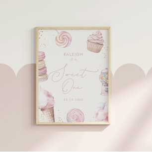 Poster Filles' Rose Sweet One Candy Glace Cream 1er anniv