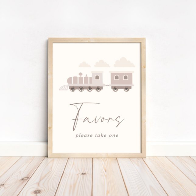 Poster Filles roses Train Anniversaire Faveurs Panneau de (An adorable customizable favors table sign.)