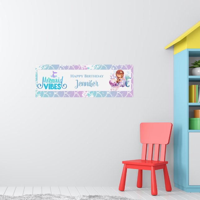 Poster Filles Sirène Anniversaire Personnalisé (Pépinière 1)