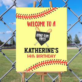 Poster Filles Softball fête d'anniversaire Bienvenue