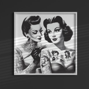 Poster Filles tatouées rétro