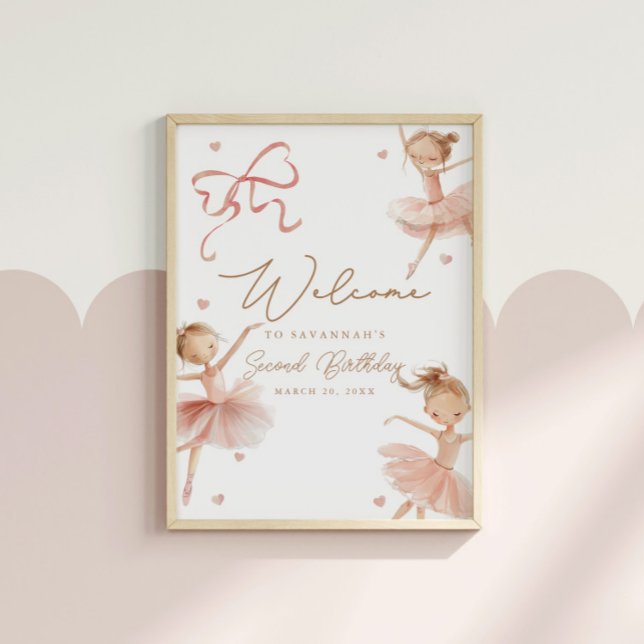 Poster Filles' Tutu Cute Boho Ballerina Anniversaire Bien (Créateur téléchargé)